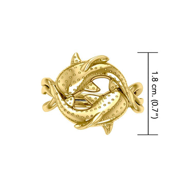 Marine Harmony Solid Yellow Gold Whale Sharks Puzzle Ring by Peter Stone GRI2471 - Jewelry